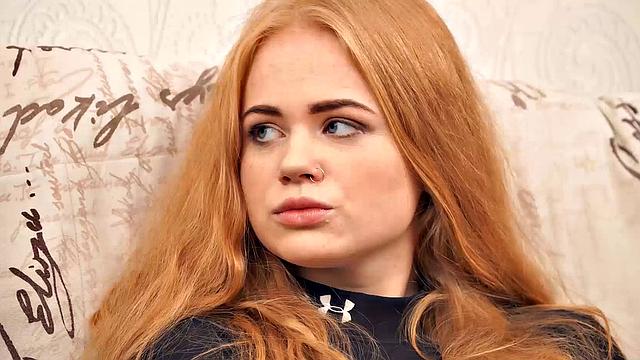 DEBT4k. Young debt collector seduces the red-haired waitress