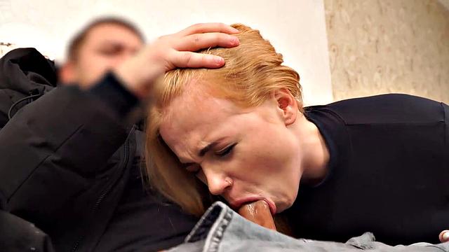 DEBT4k. Young debt collector seduces the red-haired waitress