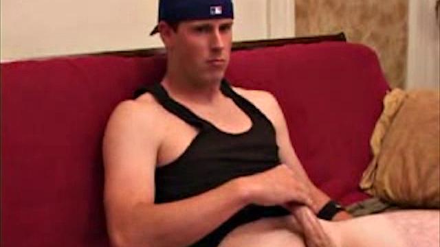 Maxx Wood strokes his thick cock until he can't hold back