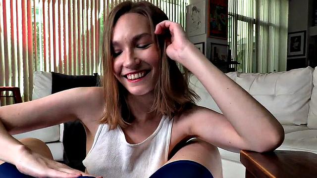 21yo GF with small boobs handjob wanks cock in dirty talking POV