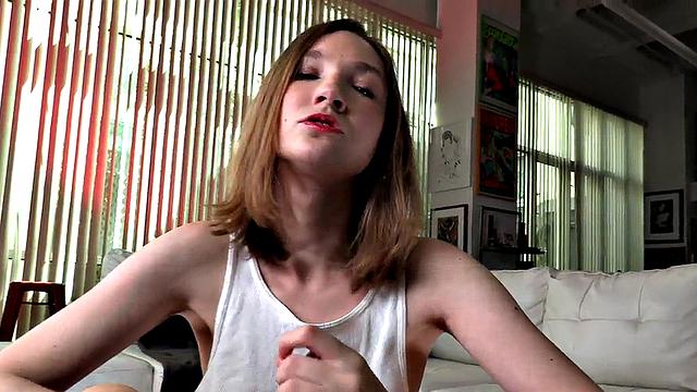 21yo GF with small boobs handjob wanks cock in dirty talking POV