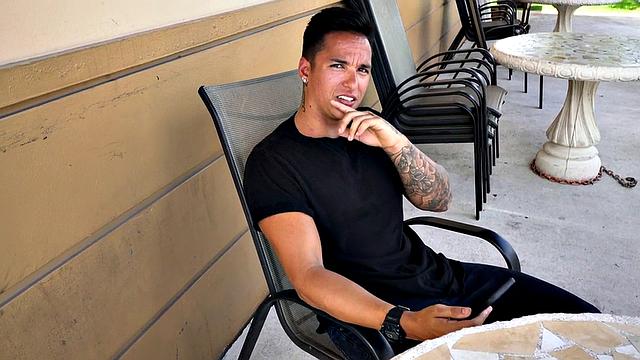 Athletic guy picked up for gay sex in public outdoor van