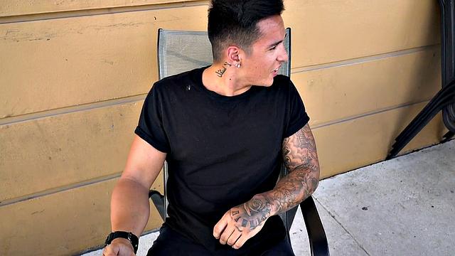 Athletic guy picked up for gay sex in public outdoor van