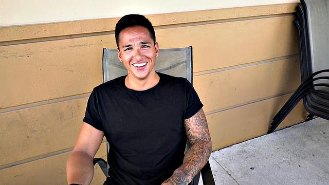 Athletic guy picked up for gay sex in public outdoor van