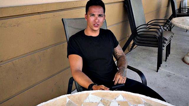 Athletic guy picked up for gay sex in public outdoor van