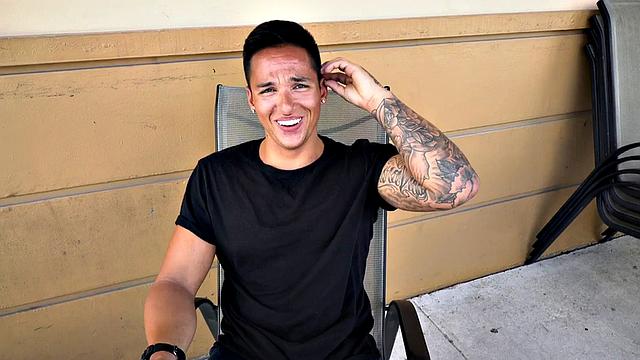 Athletic guy picked up for gay sex in public outdoor van