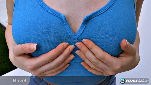 Beautiful Brunette Teen Hazel Shows Off Her Hairy Pussy Outdoors.