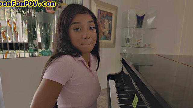 Petite Black stepdaughter begs for more stepdad in POV