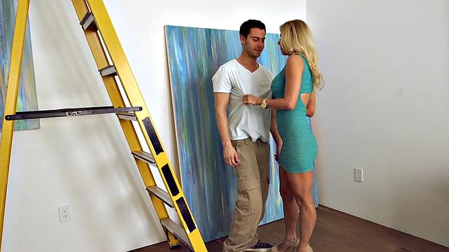 Katie, the tattooed blonde, gets her pussy licked in reverse cowgirl and high heels