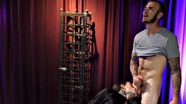 Inked stud sucked before erotic frottage until cumming