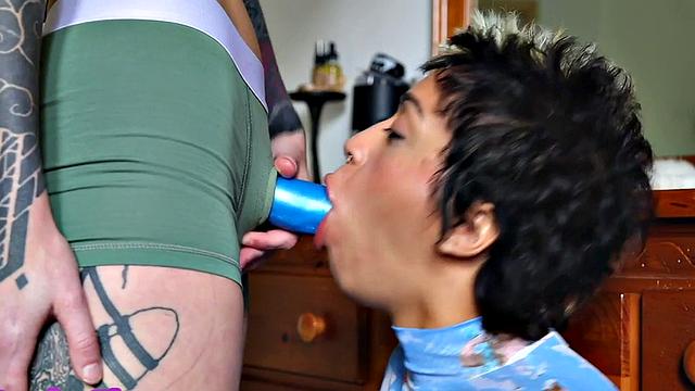 Strapon dykes fuck each other with sex toys at home