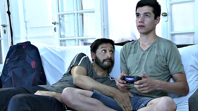 Real Hispanic twink fucked by DILFs at home