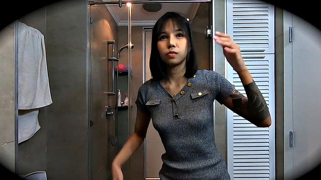 CUTE THAI EMO CHICK GETS CREAMPIE SURPRISE ON CAMERA