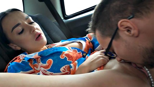 Cocksucking cab driver banged in car after pussy licking