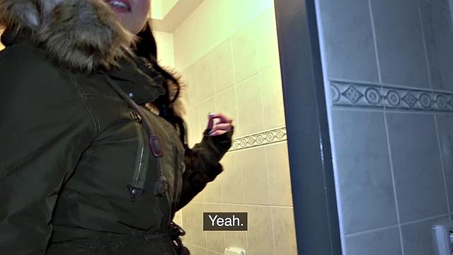 Toilet sex with sexy big tits babe