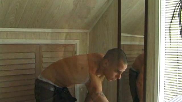 This tattooed hottie wants us to watch him jerk off. Bradley comes in and immediately takes charge of the task at hand. He starts a porn video, lubes up his dick and strokes out a healthy cum load all over mirror.