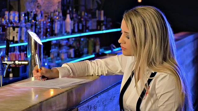 Big-titted secretary sucks cock and gets pounded after work