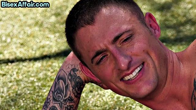 Stunning redhead cockriding outdoors