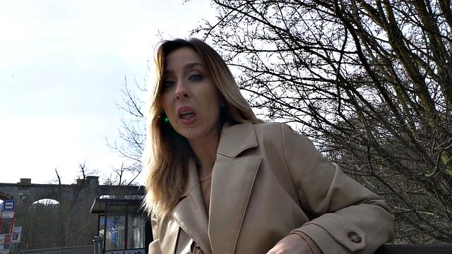 Public Euro bae in stockings doggystyle outdoors POV