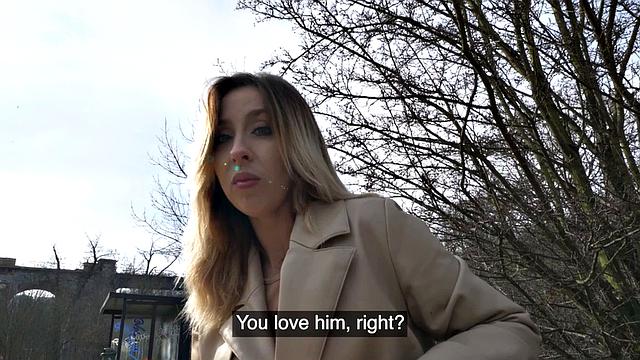 Public Euro bae in stockings doggystyle outdoors POV