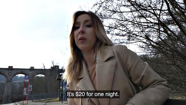 Public Euro bae in stockings doggystyle outdoors POV