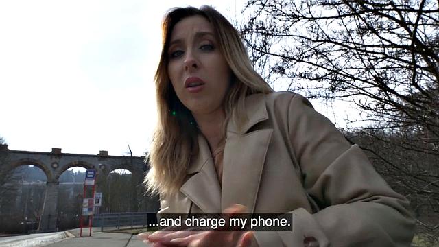 Public Euro bae in stockings doggystyle outdoors POV