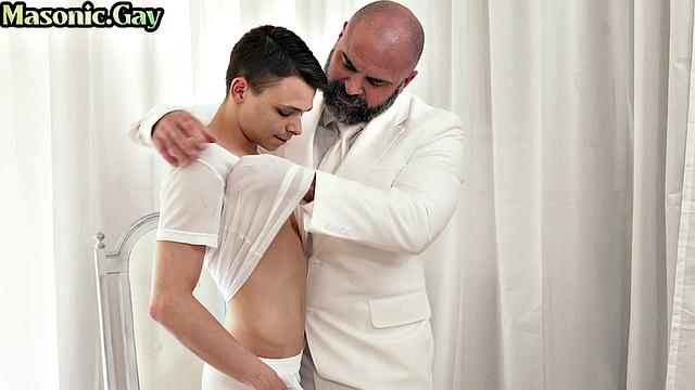 Masonic elder inspecting newbie