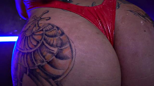 Inked Latina with tattoos drilled hard in her tight butt after deepthroating and cowgirl riding