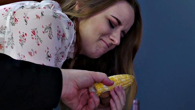 Watch Jessica Kay's ass get plugged and her mask ripped off while she dominates in kinky food play
