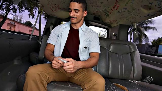 Picked up guy fucks tied up gay in public van outdoor