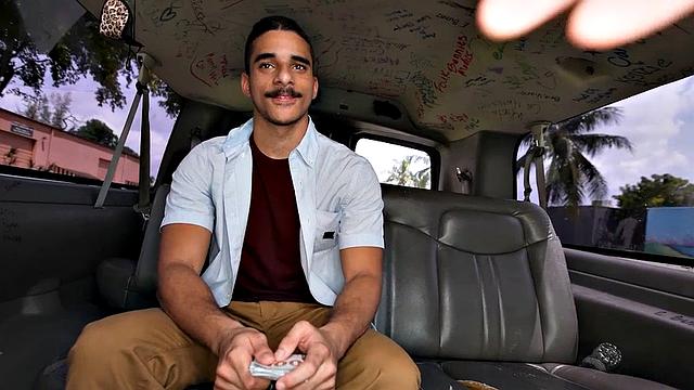 Picked up guy fucks tied up gay in public van outdoor