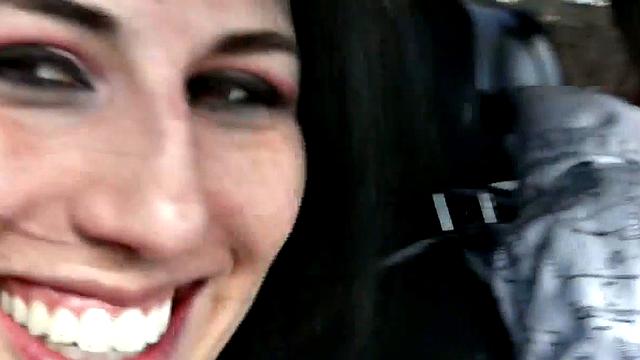 Rene fingering pussy closeup in car