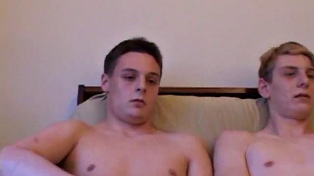 While watching a porn video, Levi, Gunner, Skylerr and Casper rub their crotches to get hard. When they strip off their clothes the boys expose their rock hard