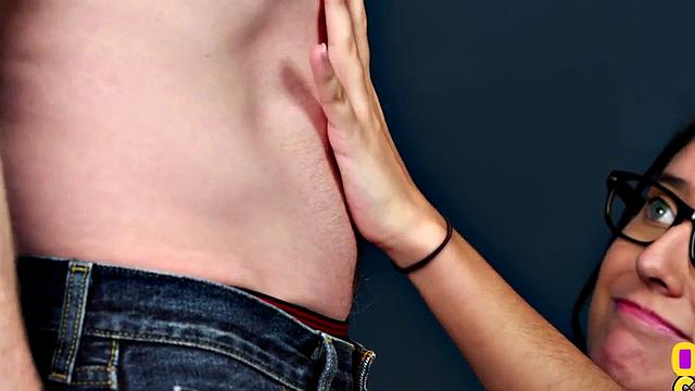 CFNM amateur 21yo cutie with glasses giving BJ to BF