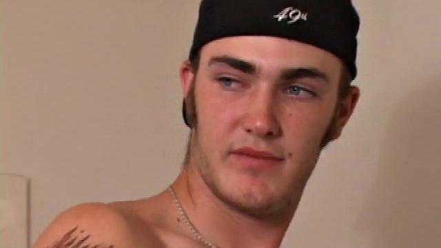 After stripping off his clothes Christian Wilde grabs his cock and starts stroking. He works his dick, as he watches a porn video and eats the precum that emerges while fingering his ass. In no time Christian spews an amazing cum load onto his chest.