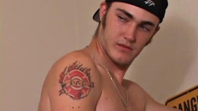 After stripping off his clothes Christian Wilde grabs his cock and starts stroking. He works his dick, as he watches a porn video and eats the precum that emerges while fingering his ass. In no time Christian spews an amazing cum load onto his chest.