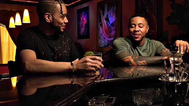 BDSM nympho ebony fucked by two white dicks in threesome