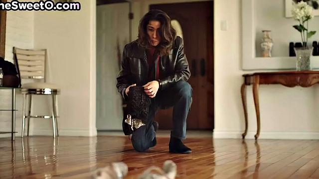 Big-titted babe doggystyled by her BF after cock riding