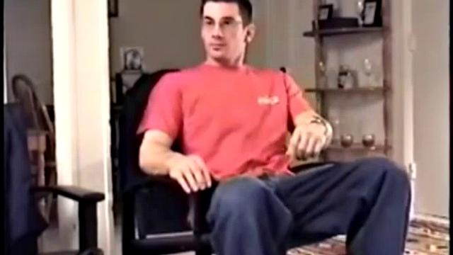 Gianni is a straight 27 year old and this is his first time in front of a camera. He's muscular, hairy, tattooed, former military, and has a big cock. He gets naked and starts stroking, then Vinnie measures his 8 inches.