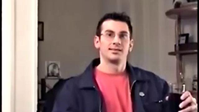 Gianni is a straight 27 year old and this is his first time in front of a camera. He's muscular, hairy, tattooed, former military, and has a big cock. He gets naked and starts stroking, then Vinnie measures his 8 inches.