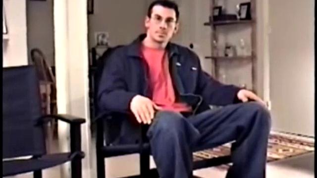 Gianni is a straight 27 year old and this is his first time in front of a camera. He's muscular, hairy, tattooed, former military, and has a big cock. He gets naked and starts stroking, then Vinnie measures his 8 inches.