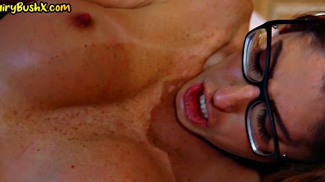 Hairy MILF knows how to ride lover in reverse cowgirl