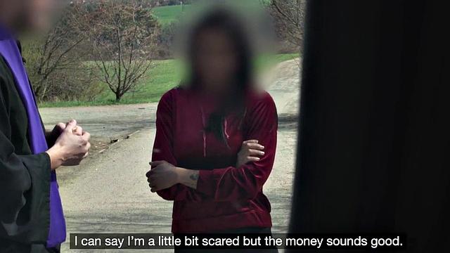 Picked up ebony fake priest after fingering