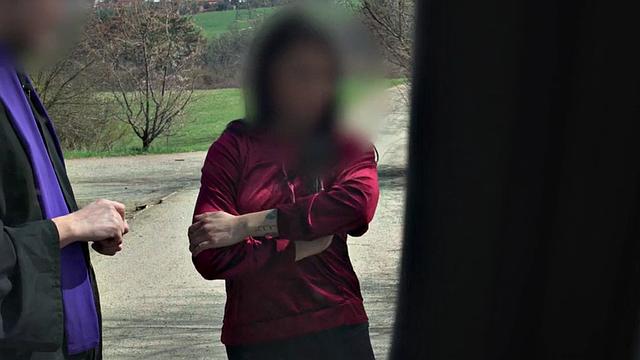 Picked up ebony fake priest after fingering