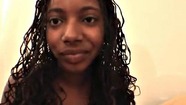 Cum hungry ebony goes down on dick in POV close up