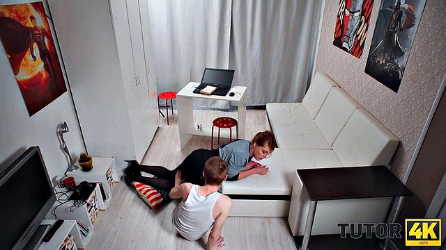 TUTOR4K. Heart attack helps prankster entice tutor into quick sex