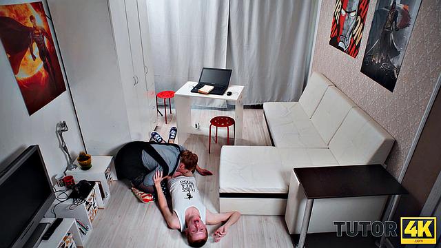 TUTOR4K. Heart attack helps prankster entice tutor into quick sex