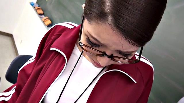 Nippon teacher pussy creampied in classroom by colleague