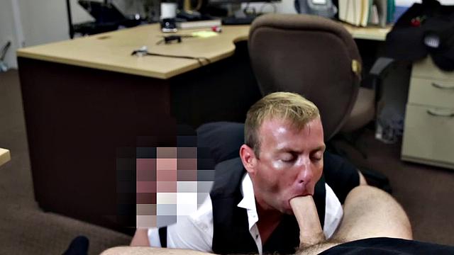 Amateur gaypawn fucked in office by pawn shop owners
