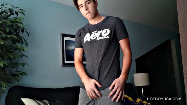 Cole Summers strips and shows off wood, loving every minute. He's on his feet, displaying his assets and stroking his big dick.